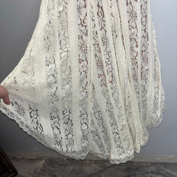 NWT Angel Lane Georgette Ivory Lace Maxi Dress - Size Large- Bridal Dress - Picture 10 of 15